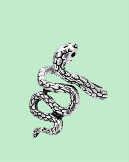 Silver and Black Color Snake Ring For Men and Women