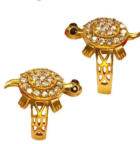 Panchdhatu Zircon Studded Turtle Meru Ring Set of 2